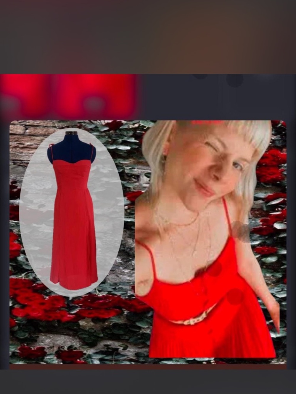 Red Spaghetti-Strap Midi Dress